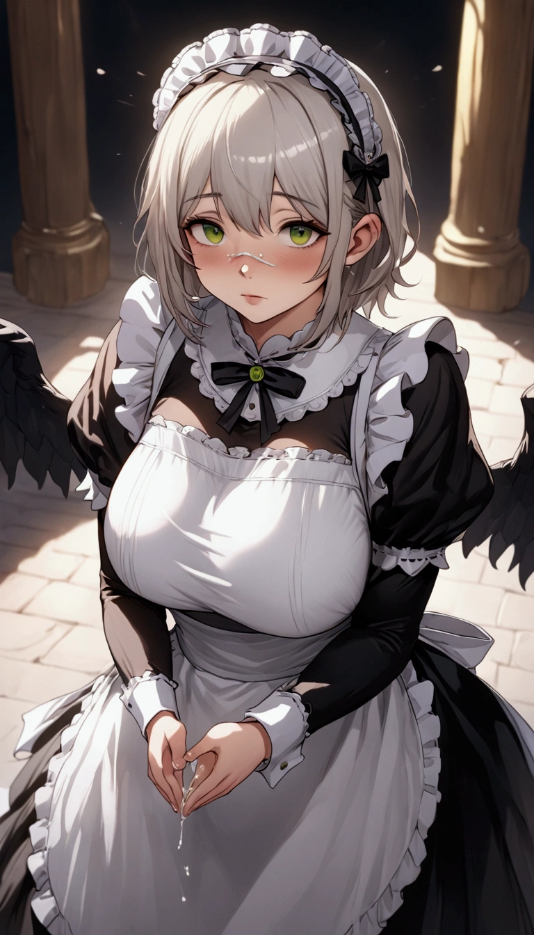 от bebebebebe, Best quality, Super detailed illustration, (Bat Girl:1.4), Bat muzzle, maid clothes, smug smile, Half-closed eyes ,small waist, wide hips, Slim, Perfect body, DND style,