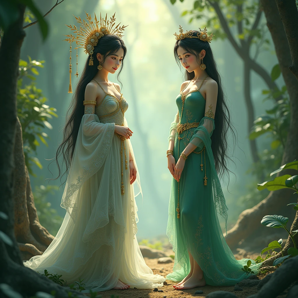 A detailed portrait of Patolino, an elegant elf with beautiful piercing eyes, delicate facial features, and long pointed ears, wearing a whimsical green and gold outfit, standing in a lush fantasy forest with magical glowing mushrooms and winding vines, (best quality,4k,8k,highres,masterpiece:1.2),ultra-detailed,(realistic,photorealistic,photo-realistic:1.37),fantasy,concept art,intricate details,warm lighting,vibrant colors,moody atmosphere
