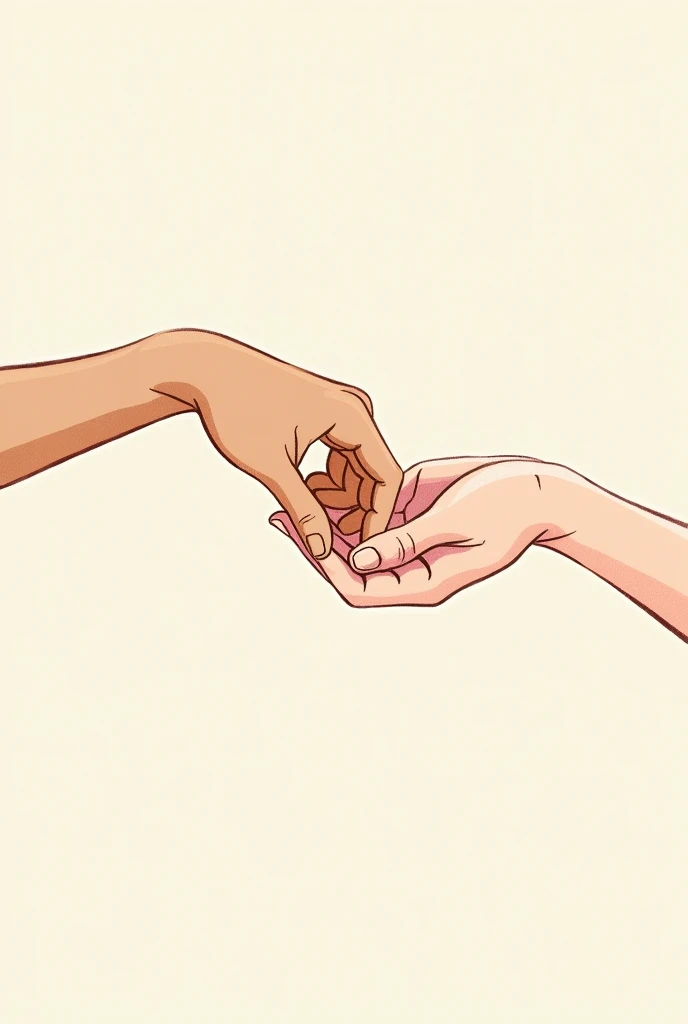 Create a 4-hand illustration to showcase collaboration between 2 people