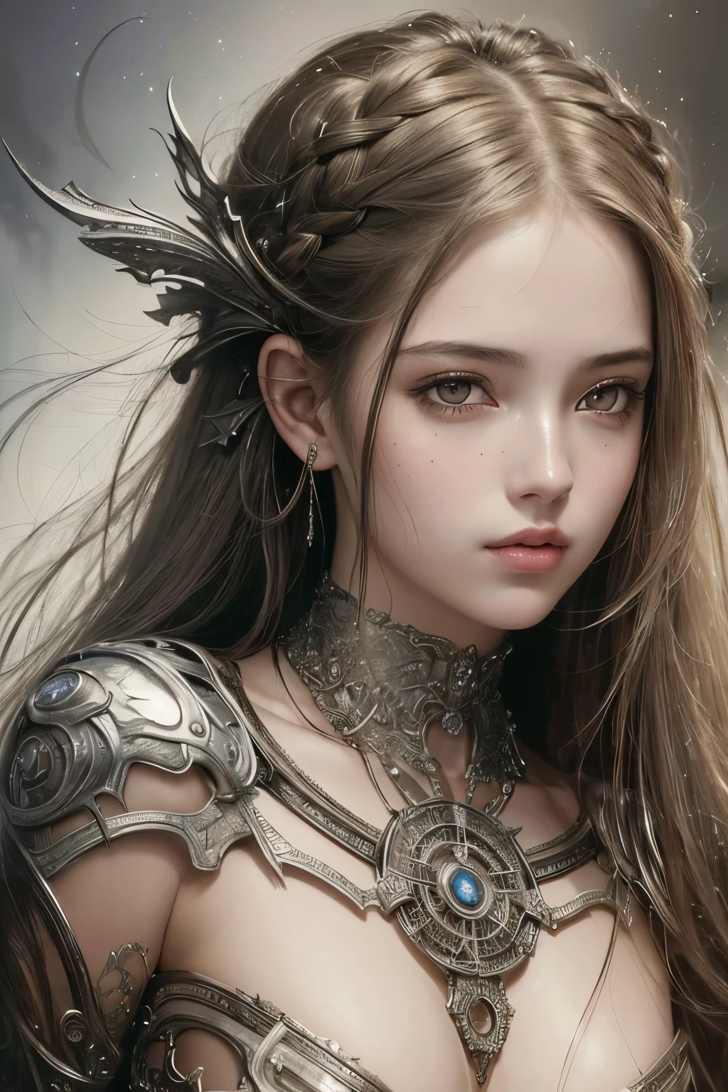 ８ｋ、High resolution、Beautiful Girl of the Wizard、young、white skin,、narrow eyes,high nose,lighting that illuminates the face、clear image、intellectual beauty、skinny、no makeup、The expression you show to your lover,shining hair、single eyelid,、vivid pose、looking at camera、relax on vacation