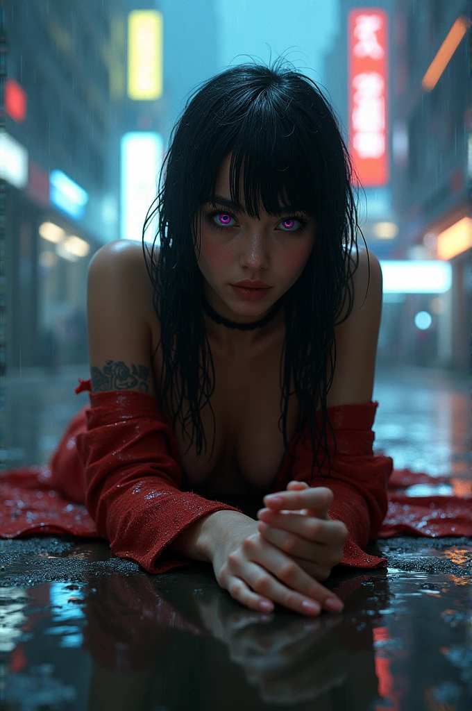 3DMM, best quality, masterpiece, hdr, high-resolution, hyperdetailed, realistic, cinematic, cinematic light, dark studio, futuristic, (neostyle, cityscape, scenery:1.3), night, neon lights, (red and blue neon lights:1.1), a goth woman in a (long black leather coat:1.1) and long straight black hair, half_buzzcut_hairstyle, makeup, boots on a high platform, (sitting on the ground:1.3), (naked:1.3), thin body, thin legs, small breasts, nipples, piercing, rz88p4stl <lora:neostylebackground:1.0>, <lora:epi_noiseoffset2:1.0>, rfktr_bontrex-150, fakelips7-2500, <lora:PUREPASTEL-15-02-NOF-0035:0.65>, <lora:half_buzzcut_hairstyle:0.5>, lora:3DMM_V12:0.4>