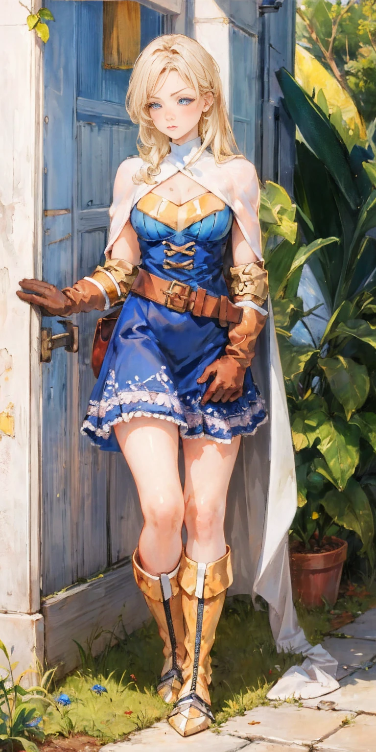 A full-body shot of topless Princess Zelda, brown hair, blue eyes, dressed as an Assassin from Assassins Creed, in white+gold witha white mask and hood with gold details, XL bust, using a wrist blade. Background: A city during the renaissance period. Unreal Engine 5, Anime, Anime style, Masterpiece, Well drawn eyes, well drawn face, well detailed eyes, well detailed face, 8k, light and shadow effect.