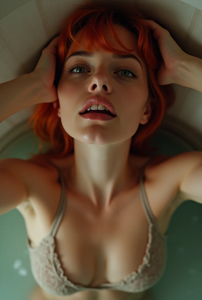 score_9, score_8_up, score_7_up, rating_explicit, masterpiece, absurdres, 18 years old girl, full nude, short messy hair, dark blue eyes,  collarbones, embarrassed face, motion lines, motion blur, (bouncing small breasts), rape by a metallic sex machine, saliva, tears, look up, lean back, orgasm, climax, (missionary_sex), 

Random futuristic background

Full body shot
((suspended in air by chains:1.4))
(((short red messy hair:1.4)))
