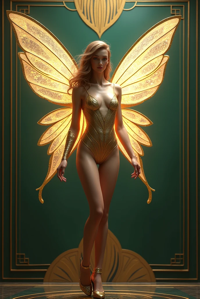 8k, detailed photo, (detailed symmetrical facial features, detailed beautiful facial features, detailed eyes, Glowing blue eyes, seductive expression, blonde hair, detailed elf ear), (four proportionate fingers on each hand, detailed thumbs, holographic finger nails, detailed fingers, detailed symmetrical hands), (thick hips), (detailed symmetrically proportionate body, thin body, toned muscles), (sitting, detailed symmetrically proportionate leg, Spread legs, shaved legs), (large breasts:1.3), (massive symmetrical butterfly wings attached to the center of her back between her shoulder blades), (gold, holographic, slingshot swimsuit, silk bustier, scrunch thong, see through lace:1.3), (oak forest, calm lake, stary sky, moon light, fantasy setting, orbs),