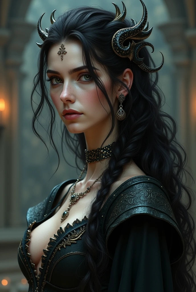 A gorgeous beast girl, upper body, beautiful detailed eyes, beautiful detailed lips, extremely detailed eyes and face, long eyelashes, mystical creature, fantasy character, intricate digital art, cinematic lighting, dramatic contrast, vibrant colors, highly detailed, 8k, hyper realistic, photorealistic, masterpiece, concept art, dark fantasy, digital painting