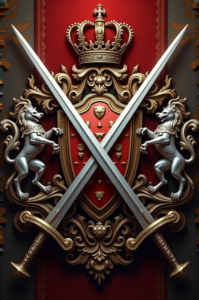 Royal coat of arms with two crossed swords