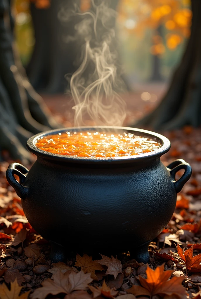 Girl with big breasts being cooked in a cauldron (on top of a fire) full of soup (realisitic)