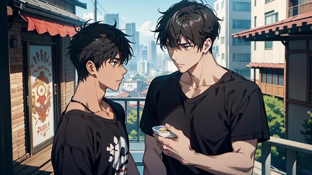 Anime sexy guy, licking ice cream