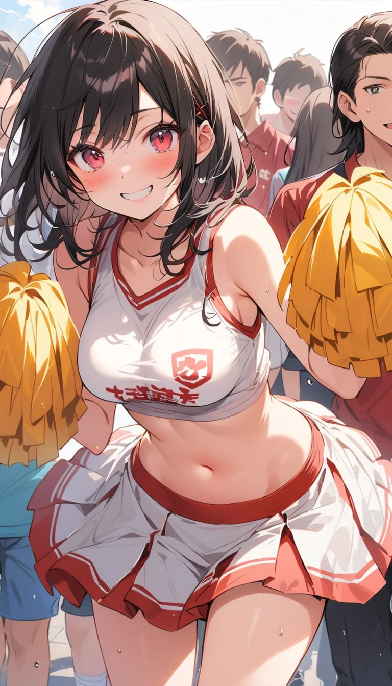 ( girl rides guy perfectly:1.5)、(Petite girl riding:1.3)、(Big Breasts:2)、(eyes half closed:1.9)、(Grin:1.1)、(The body shakes violently)、8K resolution、 ((Highest quality))、Anatomically correct、(Cheerleader:1.9)、((Hasselblad Photos))、[:(Detailed face:1.2):0.2]、(heavy rain:1.5)、(Sweaty:1.6)、(View from below:1.6)、(braid one's hair:1.5)、(Loss of strength from the body:1.3)、(呻吟)、(Jump:1.6)、(Surrounded by a lot of middle-aged men:1.6)、(Upper Body:1.9)、(Leaning forward:1.6)、(rape:1.3)、(Groping the chest:1.6)