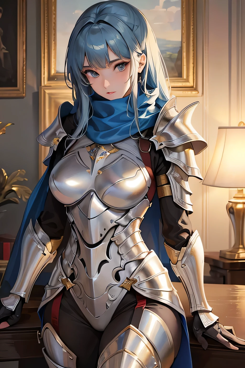 arafed woman in armor posing in a room with a window, armor girl, stunning armor, Beautiful armor, of a beautiful female knight, bikini armor female knight, Dressed in armor, girl in knight armor, Gorgeous Female Paladin, beautiful female knight, fully clothed in armor, Wearing armor!!, thick armor, wearing fantasy armor, female armor