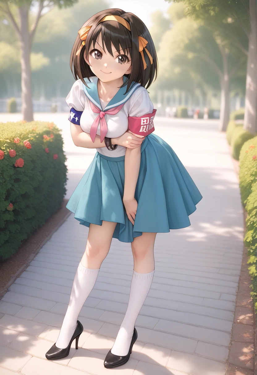 Haruhi Suzumiya ,รุมข่มขืน,Squeeze the breasts, squeeze the vagina, Spread legs to show vagina and spread vagina, pubic hair, (1 lady), (Best quality at best:1.4), (ultra - detailed), (extremely detailed CG unified 16k), A Beautiful Woman with Perfect Figure: 1.4, Sharp Focus: 1.2, very detailed, High-definition RAW color photo, professional photoshooting, amazing face and eyes, cosmetics, (amazingly beautiful girl), ((suzumiya haruhi)), ((kita high sch0ol uniform, blue sailor collar, blue skirt, armband, hairband, medium hair, ribbon, socks)), standing posture, nature, tree, park, (look from down), realistic cinematic face, head to feet long wide zoomed out view, full body long view, photorealistic, ((realistic natural caramel brown hair style, brown eyes)), gorgeous, extremely beautiful face, perfect model beauty, pout mouth, Highly Detailed Face and Skin Texture, Detailed Eyes, Double Eyelids, Medium Breasts, smiling hard, cleavages, western, (masterpiece), best quality, high resolution, extremely detailed, blurred background, depth of field, cinematic lighting, amazing legs, high heels, clear and well-cared skin, drinking red wine