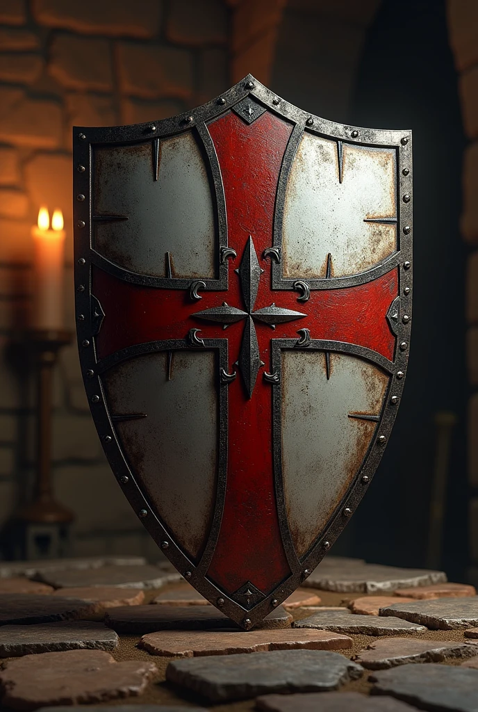 case in the shape of a Templar shield