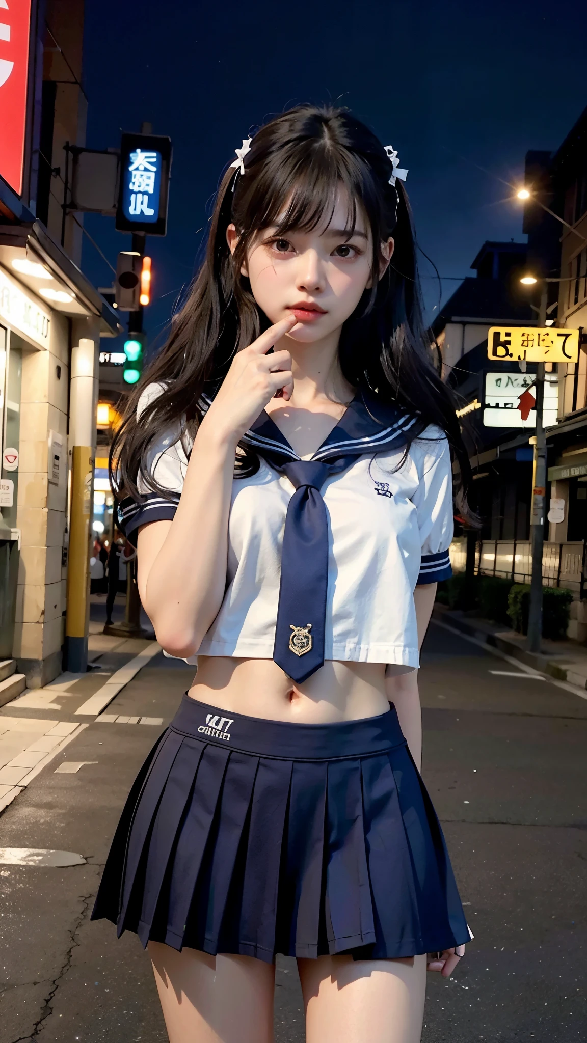 (((highest quality,8k,masterpiece:1.3)),(Photorealistic:1.3),Ultra HD,1 Japan, ((Japanese school sailor uniform)),School Pleated Skirt,Cute highlighting her small breasts:1.3, Tight waist,(Random hairstyle:1.2), (Young Face:1.4),Highly detailed face, fine grain, double eyelid,Black Hair,White and glowing skin,Showing nipples,whole body,Between the legs,Browsing Caution,(Girl seen from below:1.6),The girl fills the screen,Sealing,Spread your legs and let your audience know々Ambivalent composition,(Low altitude photography:1.3),(Low angle shot from the pubic bone:1.3),(Adjust to fit:1.3), nsfw