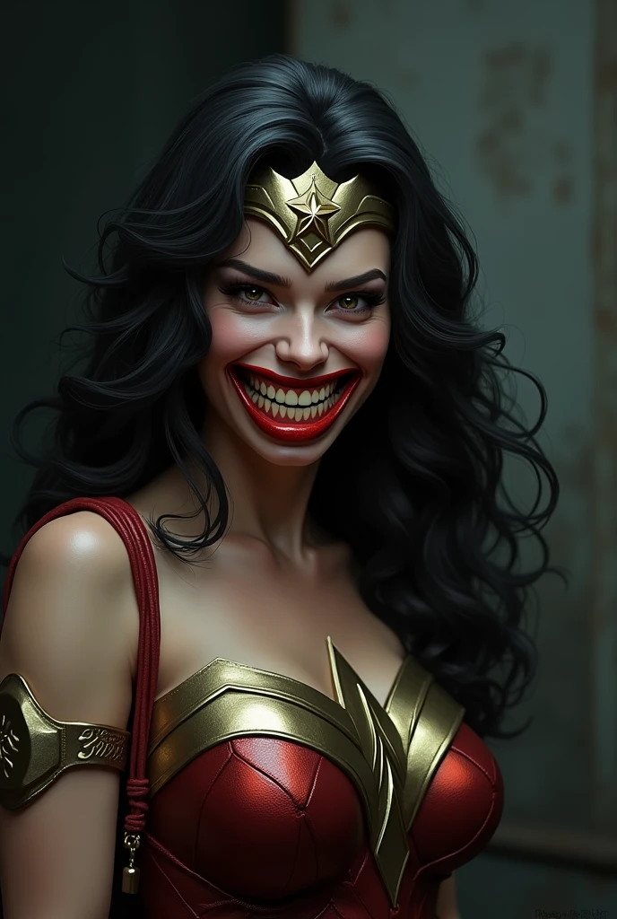 Extreme close-up of Wonder Woman zombie on her knees screaming Silver metal diaema with a red star on her forehead face and body completely putrefied long silver metal bracelets red boots (((Zombie eyes))),(((rotten face))),(((The Walking dead))),(((Eating brains))),(((Zombie eyes))),(((cursed cemetery)))