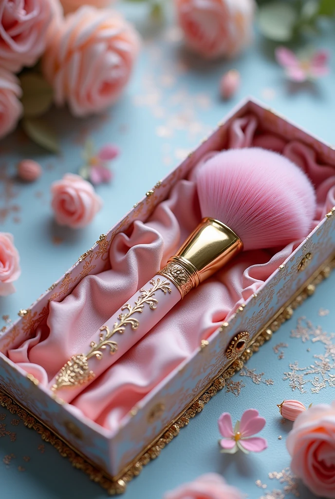 the best quality, Makeup tools, Pink bow hairpins,Small nail clippers,simple backgroud,The color gradient varies from white to light blue,4K分辨率,Simple and natural composition,white backgroun,Fresh and unearthly style,naturey