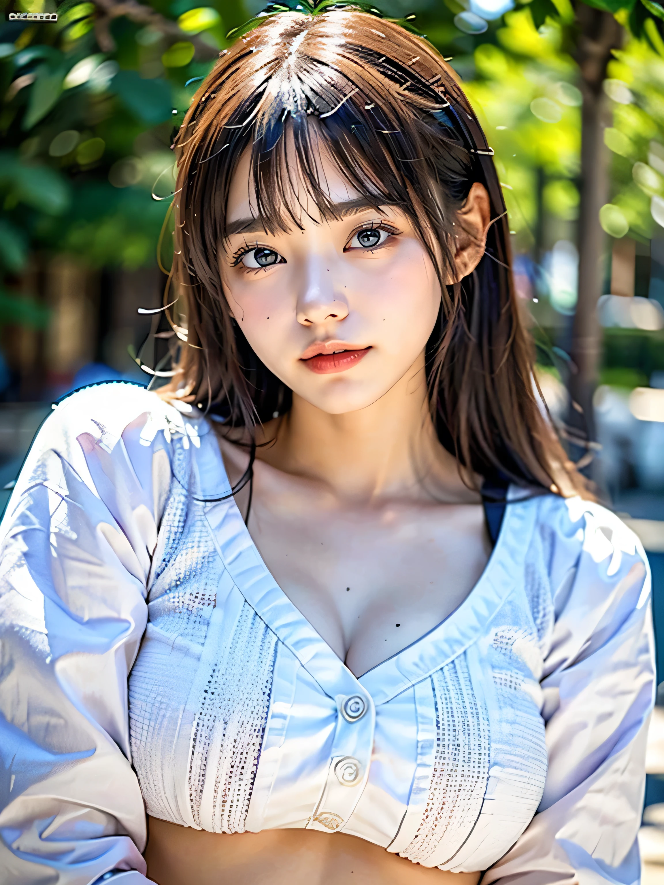 ((highest quality)), (be familiar with), beautiful girl, Japanese girl, one person, no cut, Slender, huge tits, baby face, round face, Photo like, Cosplayer, Game Character Costumes, outdoor, chiaroscuro, ((masterpiece)), 16k, textured skin, super detail