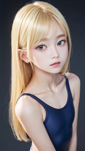 top-quality、超A high resolution、a picture、a photo of a cute girl、A detailed face、(PureErosFace_V1:0.008)、alice in the wonderland、8years old、Blonde wavy hair、Separate swimwear、without makeup、mole、