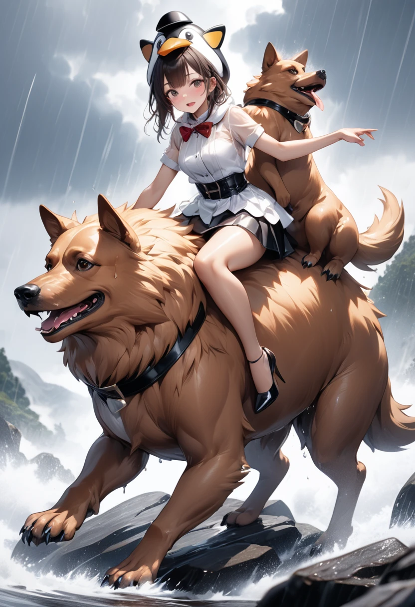 Girls and Tibetan mastiffs have a variety of jewelry on them --auto