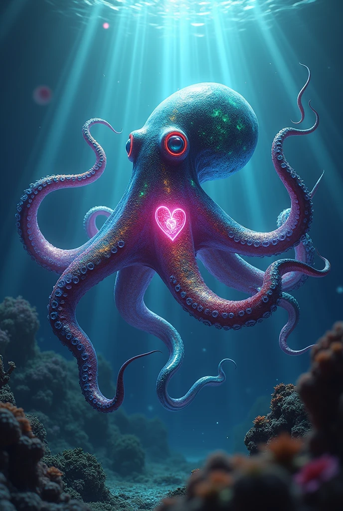 radioactive psychedelic octopus from a magical deep sea hallucination