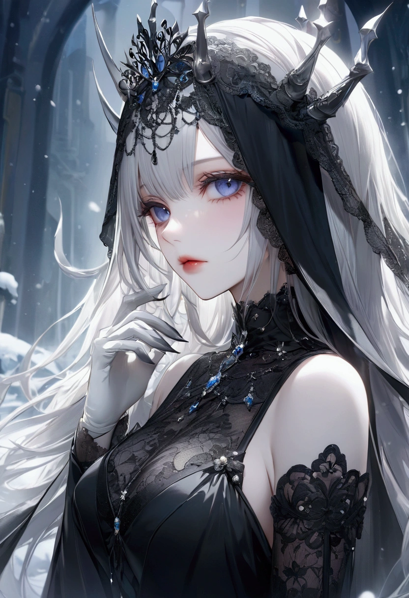 masterpiece, high quality, 4K, Beautiful design, Shiny, from the front, Award-winning photo, Very detailed, Winter World，Finer details, Confused, Very knowledgeable woman, Very detailed eyes and face,  alone, 1 female,devil&#39;wing，Cat ear，  Shiny, Big Breasts，Big Breasts，Big Breasts，kimono，kimono，, Abdomen is visible ,  Night view，Garden at Night，Starry Sky，full moon，Gold embroidery,  