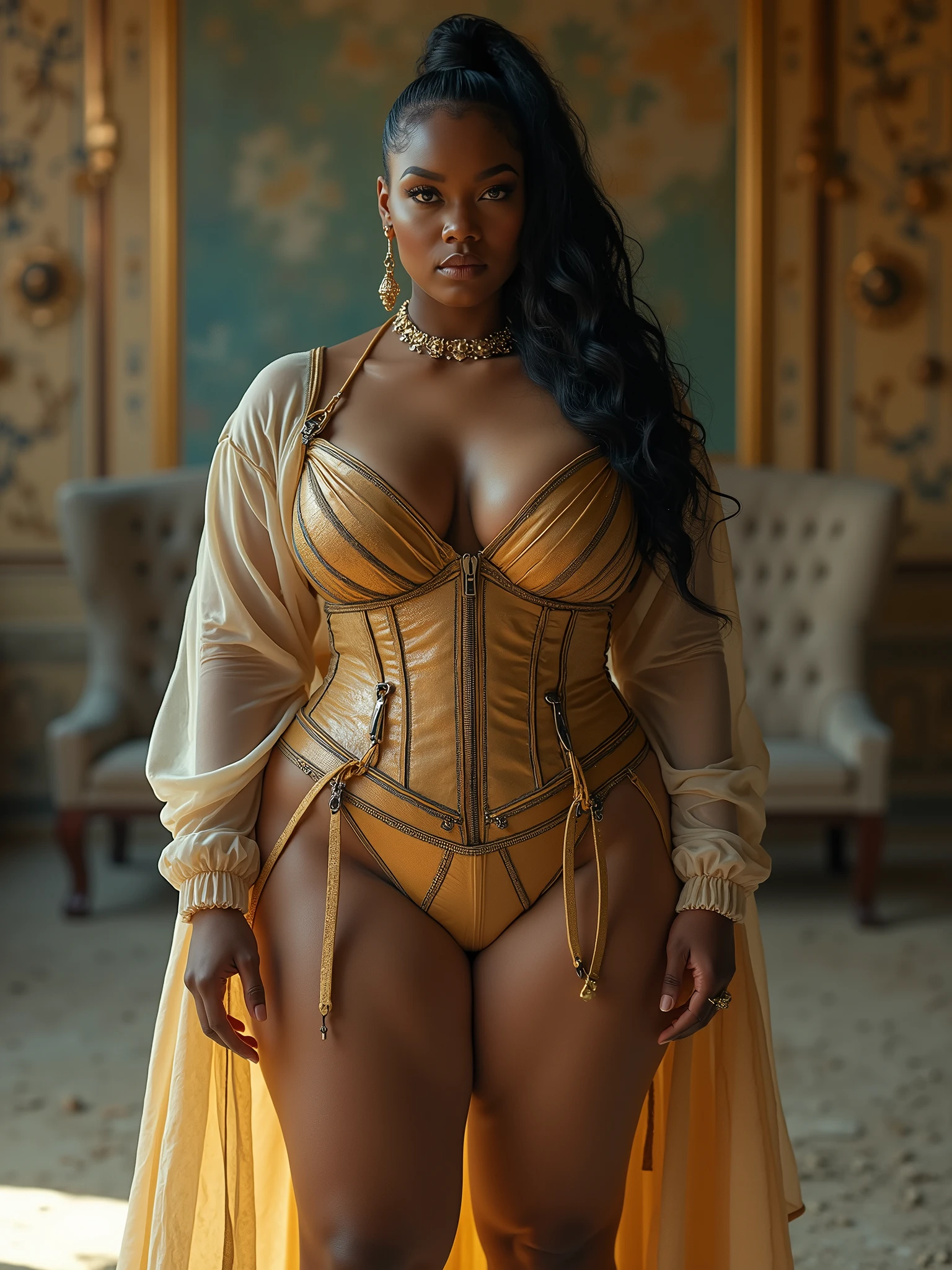 The ebony, queen, big breasts, Fat, warrior, -undress, clothes, desert. battle,
horror