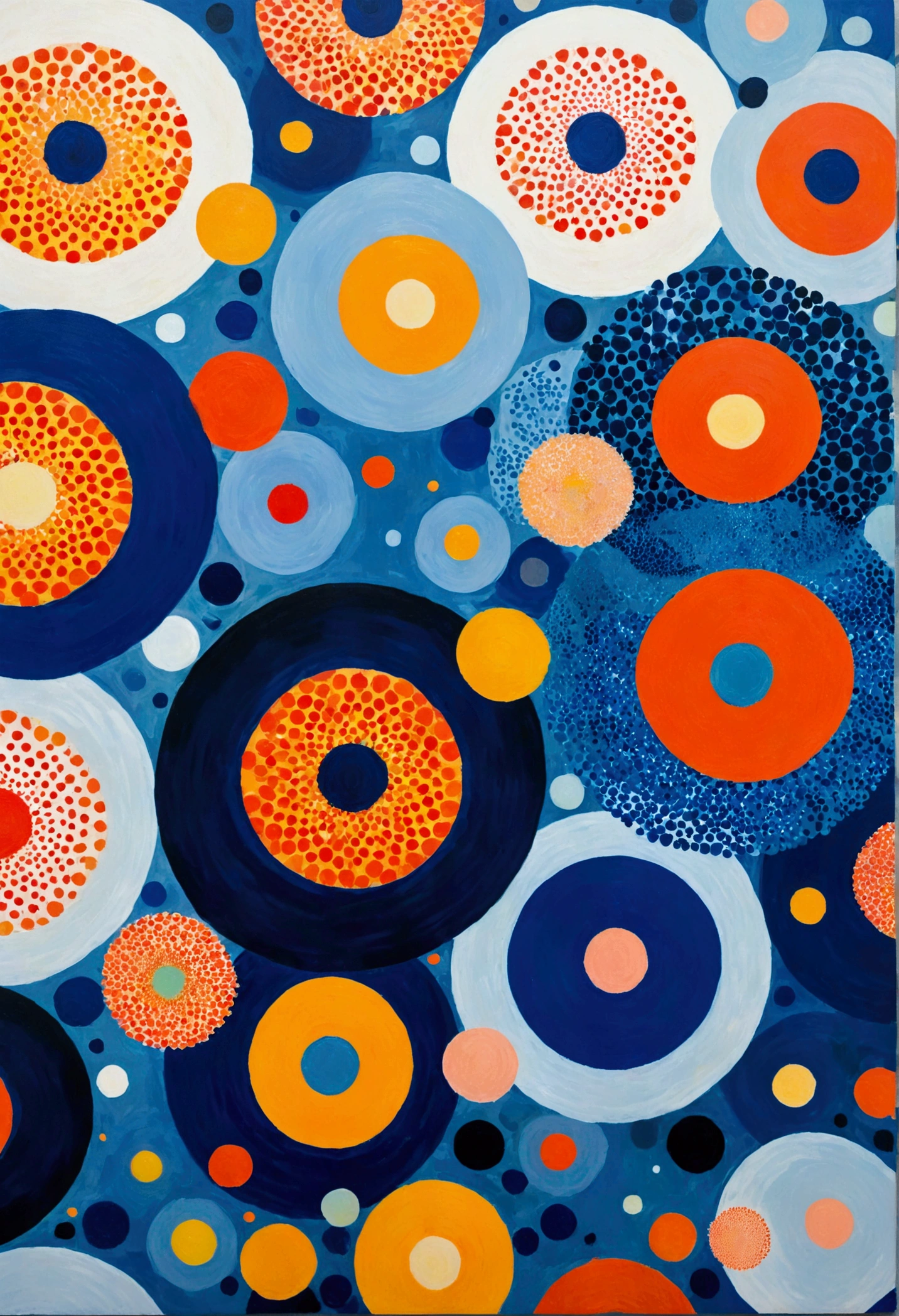 Vibrant abstract artwork, featuring layeRed circular patterns in vivid hues of blue, Red, orange, and. HE Design 的视觉上引人注目的设计突出了错综复杂的纹理and大胆的色彩过渡, Create dynamic and engaging visual experiences.