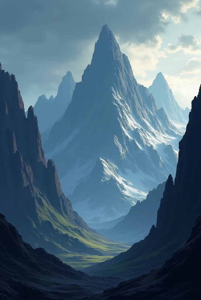 2Dゲーム「フラッピー」で使用するための、主人公のドラゴンをフィーチャーした山岳の背景 (ドラゴンを表示しない), 中央の山ではない ...
