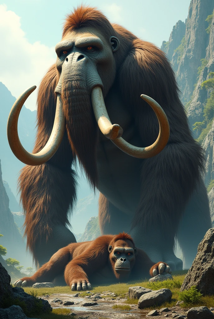 real photography, unique composition that mixes and brings together in an almost surreal design four different types of animals in one Boar body, chicken tail, head of woolly monkeys, Navalheira arms and legs. 
