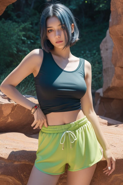 (Small underboob,Tomboyish,small heads)), (perfect bodies: 1.1), (shoulder length straight short hair: 1.2),attractive collarbone，（极其细致的CG 8k壁纸），（Extremely refined and beautiful），（masterpiece），（best qualtiy：1.0），（超高分辨率：1.0）,[A high resolution]，cheerfulness，smile，Smooth and flawless fair skin，ultra - detailed ，Elongated legs，（Small breasts:1.1),Flat chest,underboob,Slim，emaciated，(green sports jacket:1.5),(green pantyhose:1.4),White sneakers,autumn, in residential areas,high-rise residential buildings,in garden,on path,(running:1.5),(Hair flying:1.3),midday sunlight,(open mouth:1.2) ,(female orgasmic:1.3), (blush:1.3),(sweat:1.6),