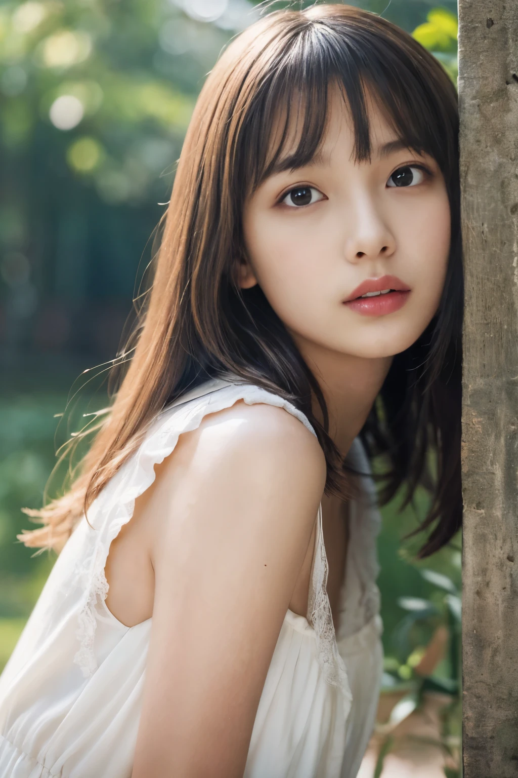 (masterpiece、16k image、high resolution、highest quality)、solo、One Girl、(Japanese Girls' High School Sailor Uniform,perfection)、(Perfect Anatomy,Beautiful body、Healthy Body、Beautiful Skin)、sunny day、Black-haired、ponytail、black eye、On the way home、Small Tits:1.5、School zone、artistic.、Beautiful woman、Beautiful Body、smile、Age 22
