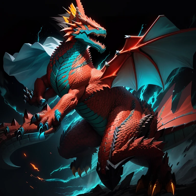 a close up of a cartoon dragon with a red and blue tail, similar to pokemon, dra the dragon, a red dragon, guggimon, new pokemon, fire type, style of pokemon, but as an anthropomorphic dragon, roshan, legendary dragon, portrait of a zentaur, charizard, slifer the sky dragon, official art