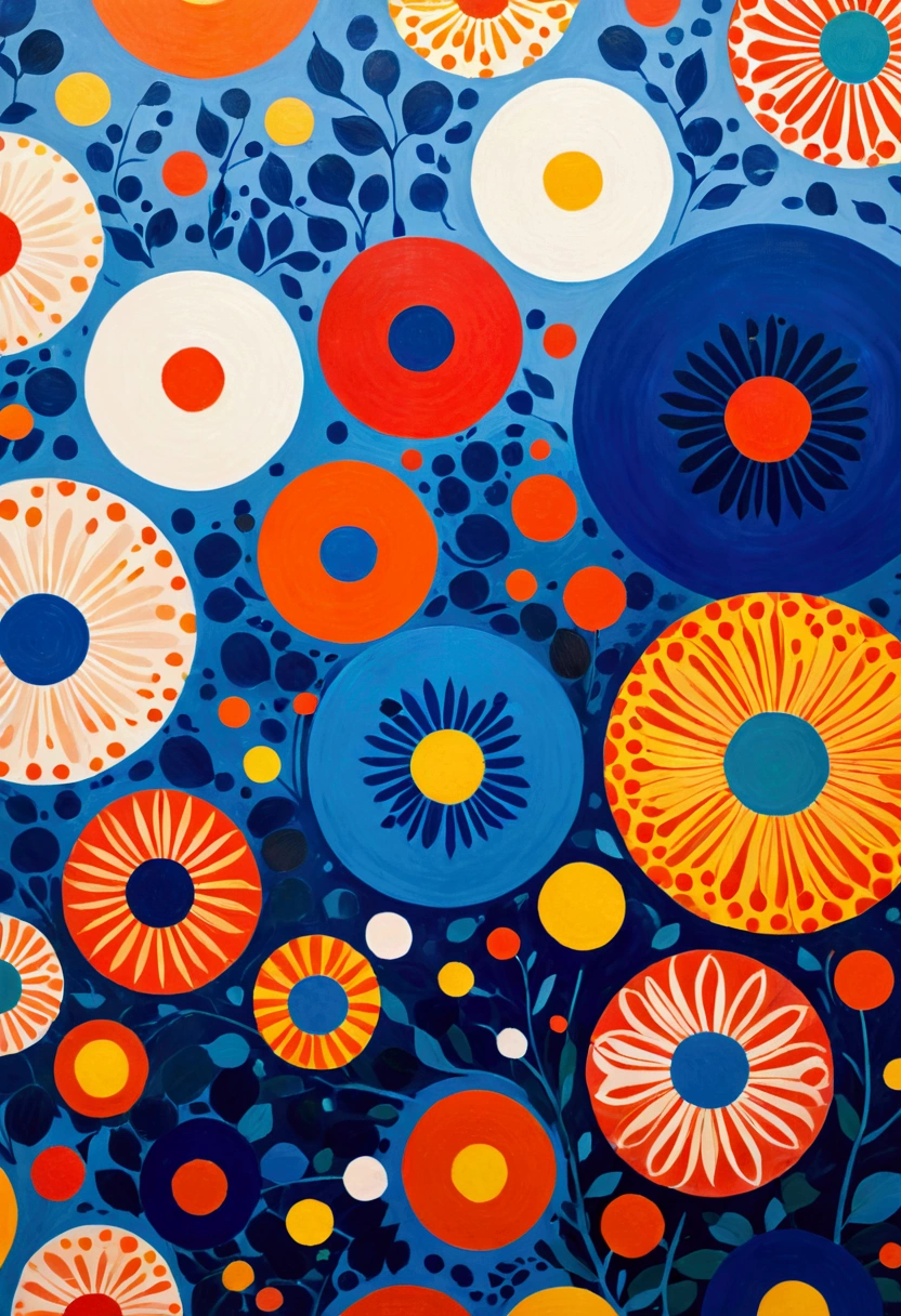 Vibrant abstract artwork, featuring layeRed circular patterns in vivid hues of blue, Red, orange, and. HE Design 的视觉上引人注目的设计突出了错综复杂的纹理and大胆的色彩过渡, Create dynamic and engaging visual experiences.