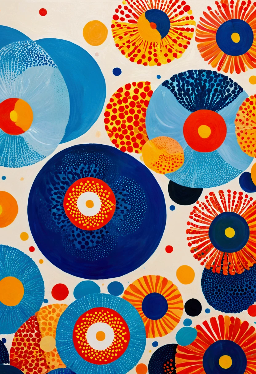 Vibrant abstract artwork, featuring layeRed circular patterns in vivid hues of blue, Red, orange, and. HE Design 的视觉上引人注目的设计突出了错综复杂的纹理and大胆的色彩过渡, Create dynamic and engaging visual experiences.