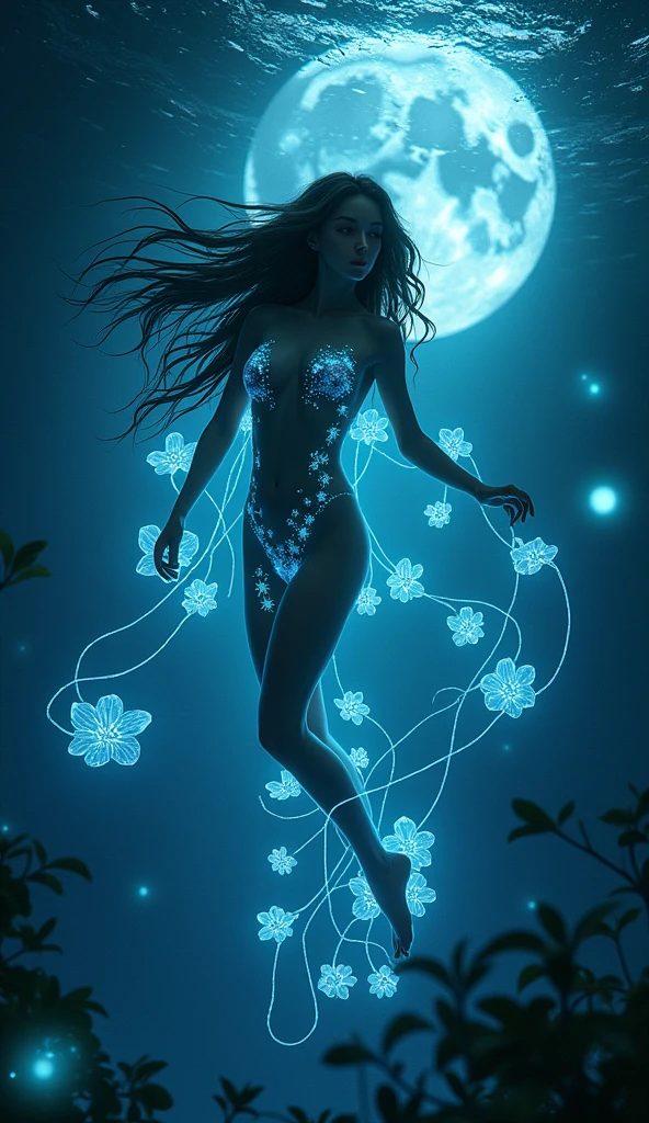 Ultra detailed illustration of a person lost in a magical world of wonders, glowy, translucent, transparent, bioluminescent flora, incredibly detailed, pastel colors, handpainted strokes, visible strokes, oil paint, art by Mschiffer, night, bioluminescence