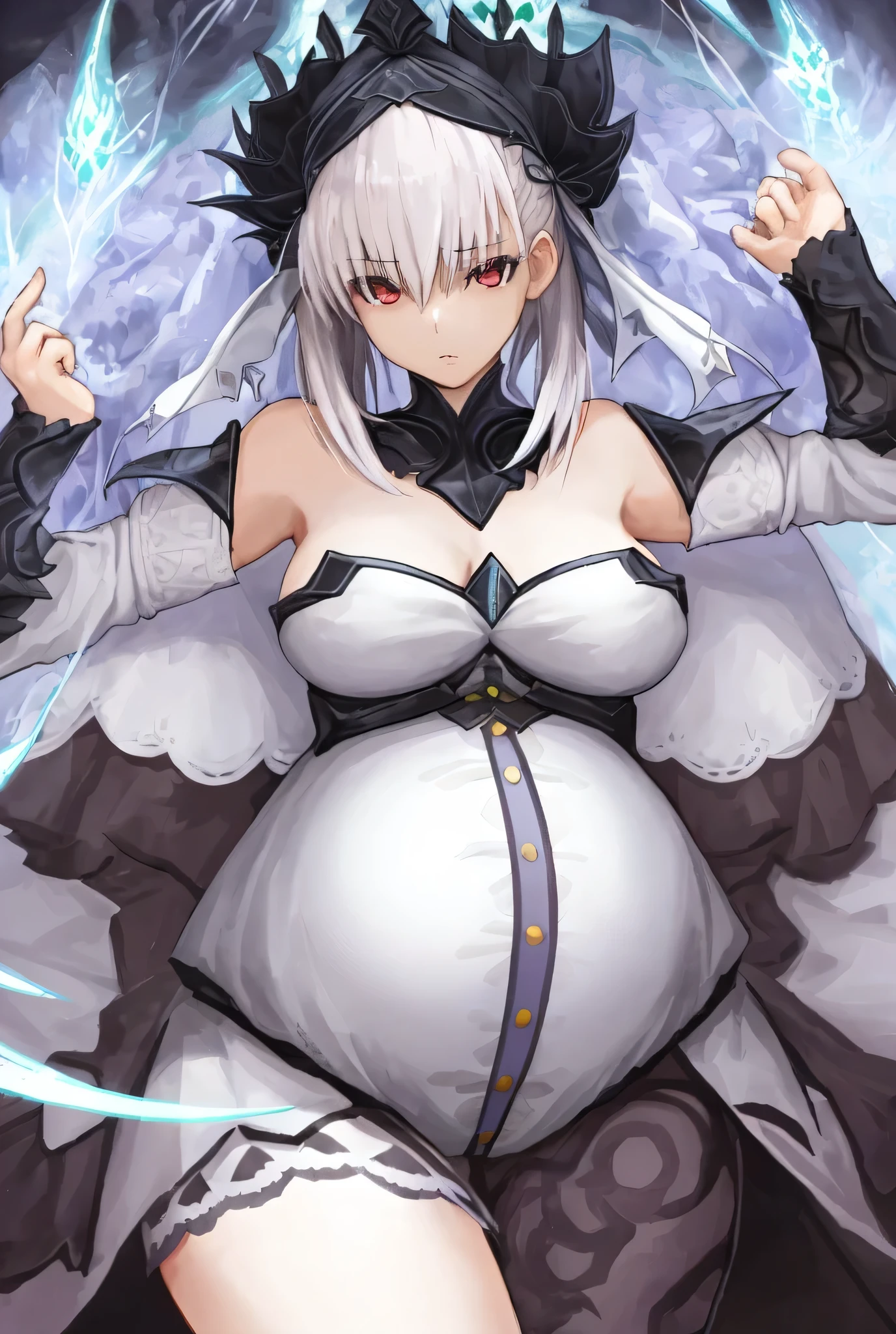 tmasterpiece, Best quality at best, A high resolution, 1 plump girl, Alone, Animal ear, White hair, Short hair details, Brown eyes, end,Huge cleavage, navel, white  panties, vests, Lop, (((Upper part of the body))), everlasting, Grinning, ((blood in face)), There is blood on the hands, murderer,  Close-up cleavage, perfect anatomia, ((balanced lighting))，Full body like，Penetrated by a huge object，look of anguish，weeping，body trembling，vomit blood，Pregnant women suffering from，dead baby，Spread your legs apart，Fall to the ground