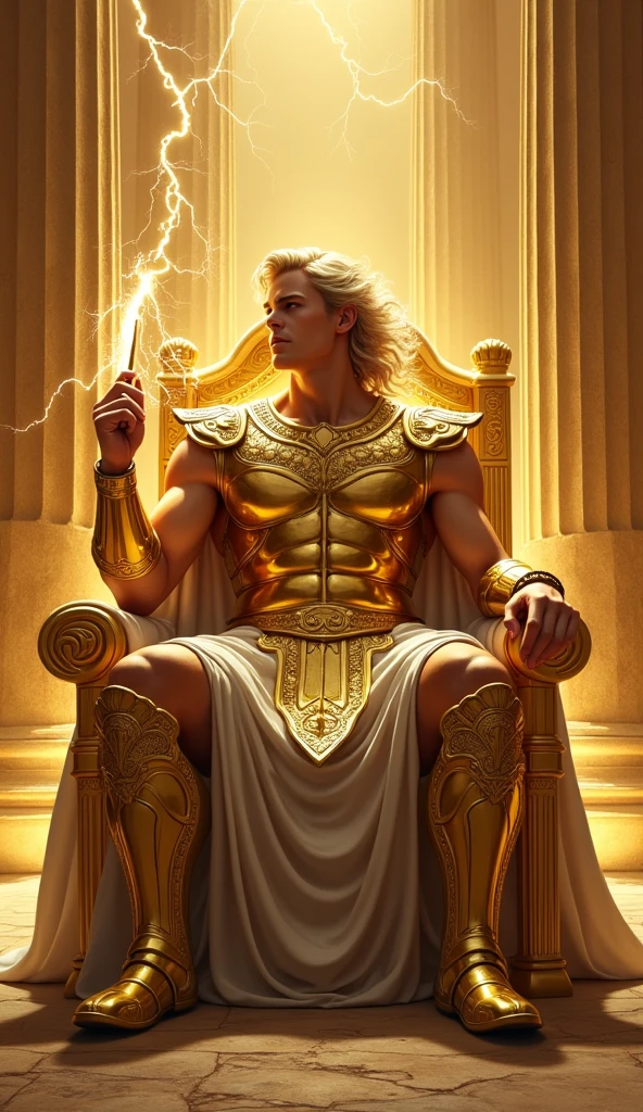 A photorealistic image of ZEUS above the Athens Parthenol, with beautiful lighting and elegant poses. Photographed from a close-up angle to capture the feeling of grace and beauty.