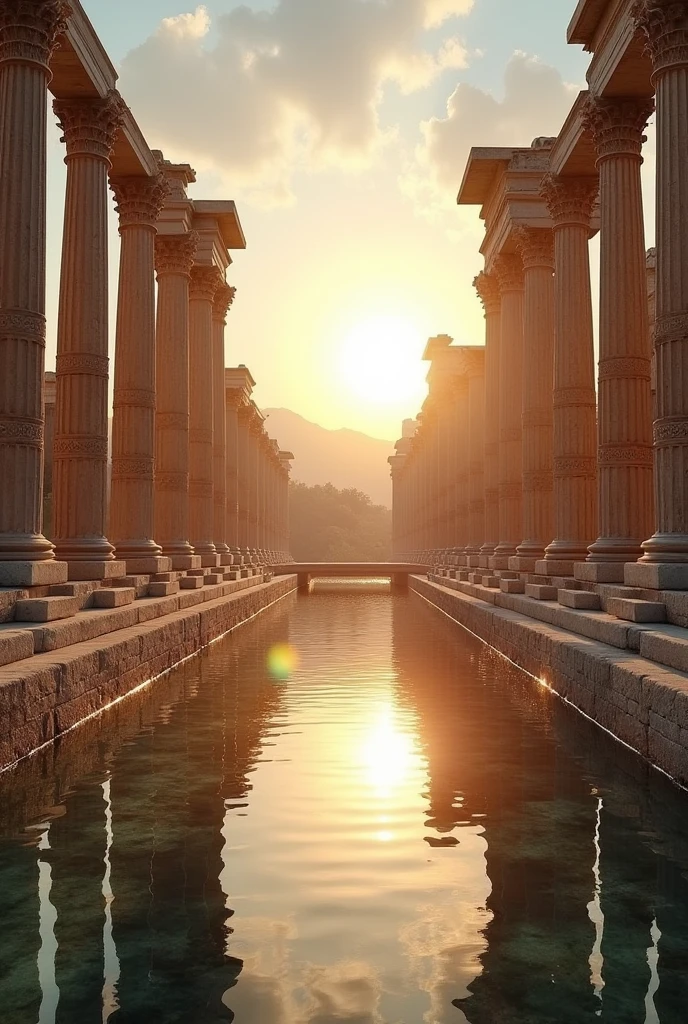 The Temple of Artemis in Ephesus if made entirely of mirrors, the sun glares and reflects off the mirrors