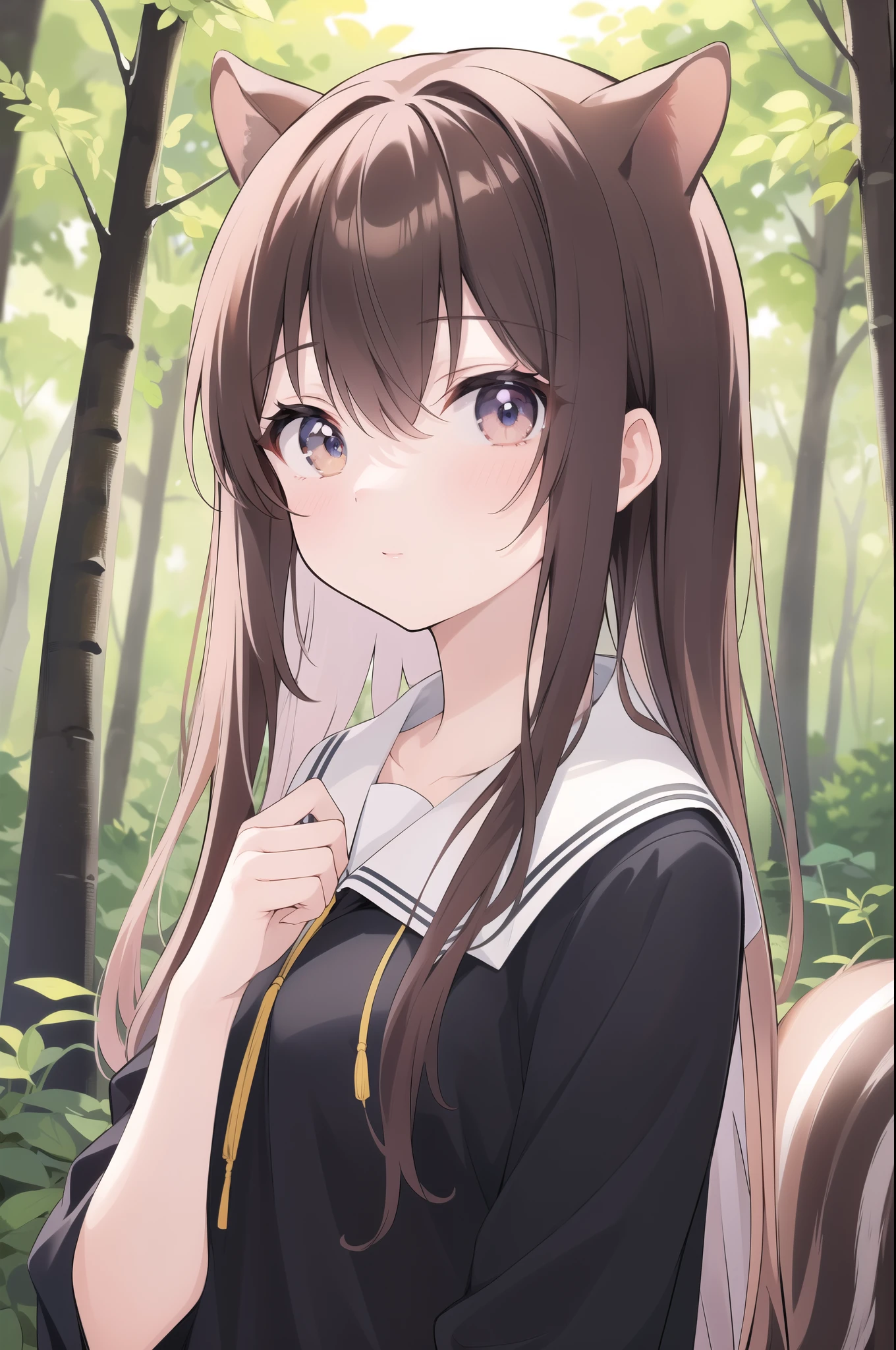 masterpiece, Highest quality, anime, highly だetaileだ face, highly だetaileだ eyes, Highly detailed background, Perfect lighting, whole body,  One Girl, alone, Ayun da risu, Girl in the forest, squirrel&#39;tail, squirrel ears, white だress, White knee socks, Fur trim, ローツインtail, reだ bow, beret,Browsing Caution、naked、Browsing Caution、Missionary sex