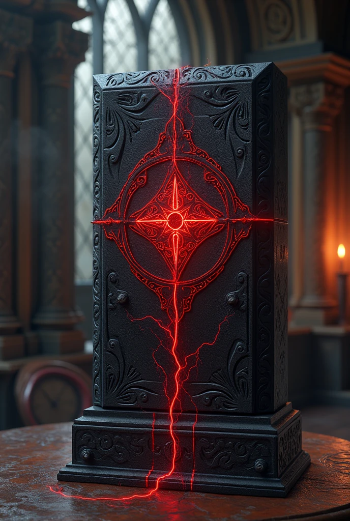 A card border UI,Modern urban minimalist style,Noble and elegant dark suspense style,Leave a square blank space in the middle,There is a ruby under the bezel,There are sapphires on the left and right corners.。Redwood frame,Parchment backing,There are blood stains on it。