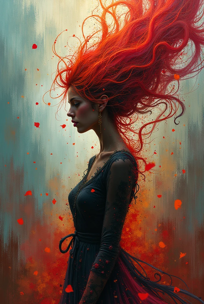 A young woman with orange hair throwing a shattered heart away