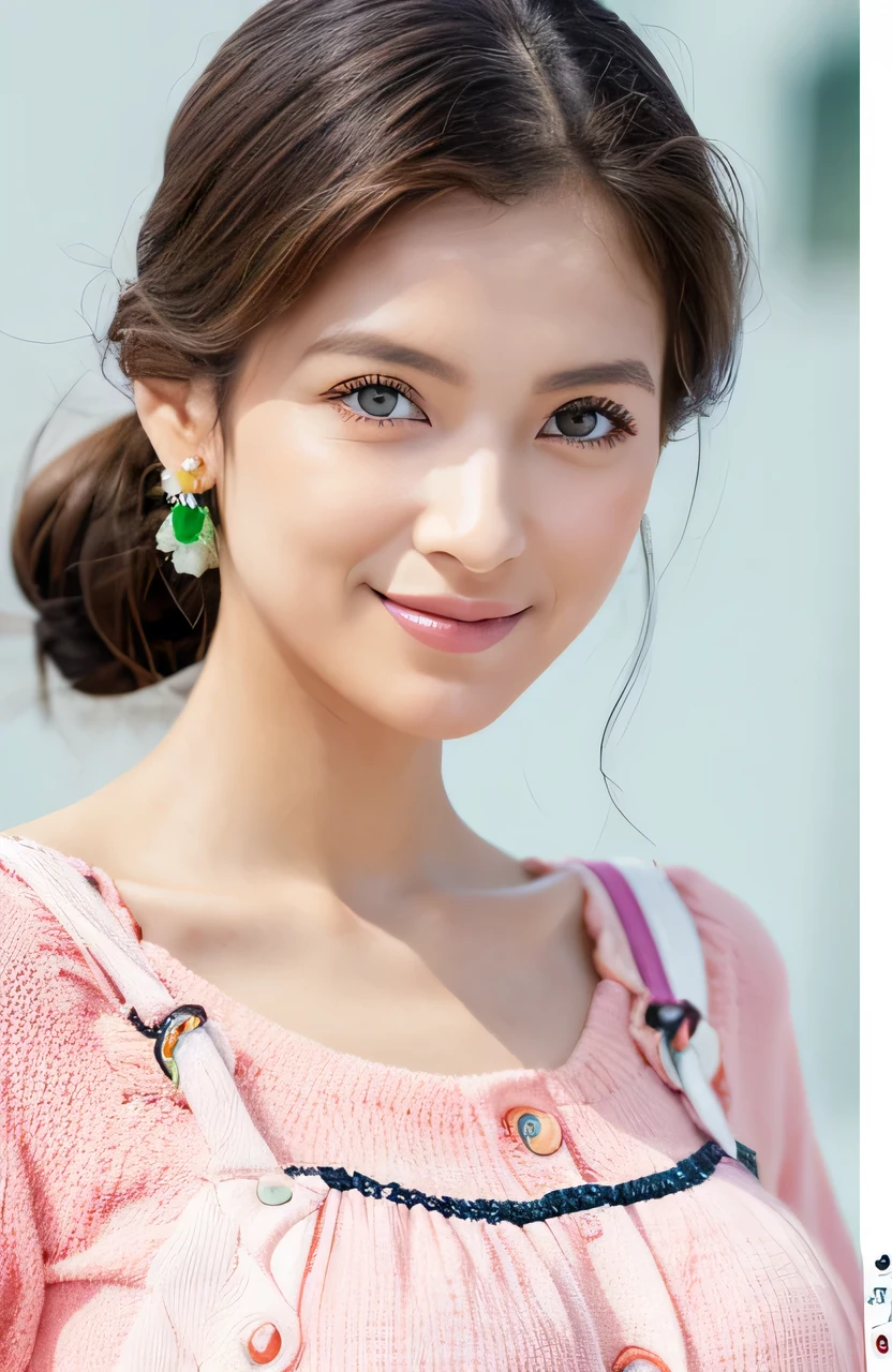(table top, highest quality、ultra high resolution、face focus focus、Focus on the side、navel focus、decolletage focus、very attractive beauty、Add intense highlights to your eyes、look closely at the camera:1.4、Absolutely beautiful bangs:1.4、Brunette short bob hair with bangs:1.4),1 girl, Report, black haired, realistic, looking at the viewer, pale black eyes, short hair, lips, lip gloss, Upper body、Big eyes、eyelash)、((very simple dark green background、hyper real stick:1.4))、((short hair with bangs:1.4、Beautiful bangs with 46 points:1.4、{Huge|big|huge|mega} chest:1.6, cleavage:2、Big eyes、Give your students very powerful highlights、very bigger chest、look at the audience、very beautiful beauty、show me your ears、beautiful long neck、beautiful decollete、smile、A smilee beautiful teeth、Open your mouth and smilee))、28 years old、very cute super model、perfect anatomy