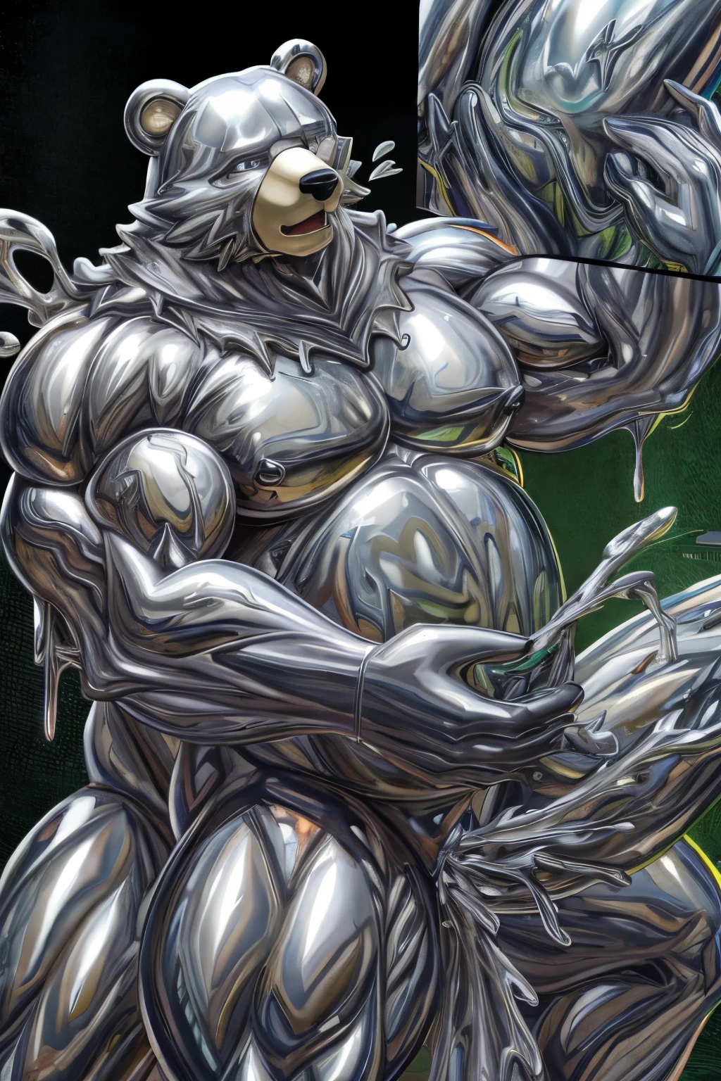 (black skin:nude,melting:1.5),symbiote latex suit,abs close up,random pose,sweat:1, best quality, (((black slime wall background,black slime webs))), muscular male, big muscles:detailed muscle, smile,, (by ross ,by null-ghost, by thebigslick, by darkgem, by honovy),cinematic light,