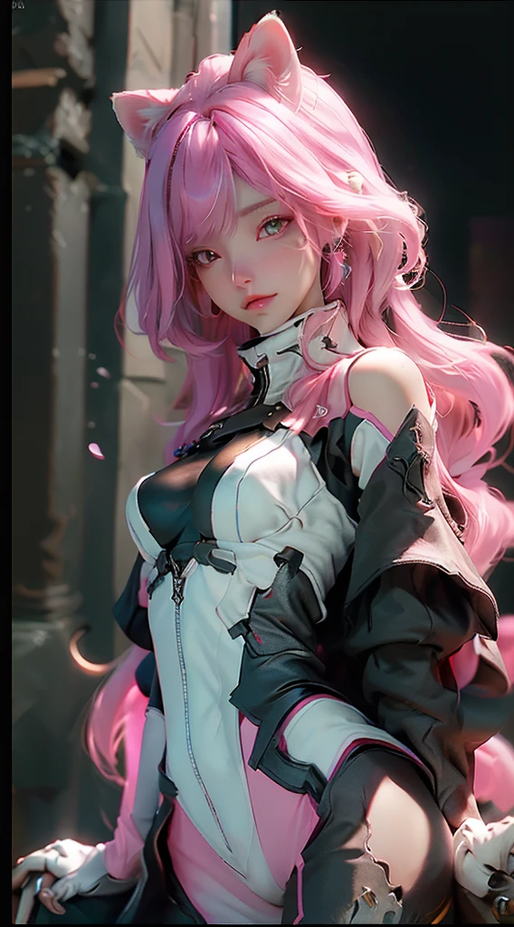 （（best quality））， （（master piece））， （detailed：1.4）， beautiful cyberpunk woman image，HDR（high dynamic range），ray tracing，NVIDIA RTX，super resolution，fantasy 5，Scattered beneath the surface，PBR texture，Post-processing，anisotropic filtering，Depth of bounds written，Maximum clarity and sharpness，multilayer texture，Albedo and specular maps，surface coloring，Accurate simulation of honey-material interactions，perfectly proportioned，Rendering with Octane，two color light，Large Diameter，Low ISO，White balance，rule 3 points、8K raw data、Beautiful bright blue pupils，off shoulder clothes，fine student，delicate face and eyes，long eyelashes，blush，delicate and fluffy hair，pink lip，Pure，cute face，sweet girl，artistic sense，casual wear，Advanced Sense，butterfly，cherry blossom petals，beautiful hair accessories，long hair and waist，hair blowing in the wind，curly，positive light，The light from the rear window is backlit.