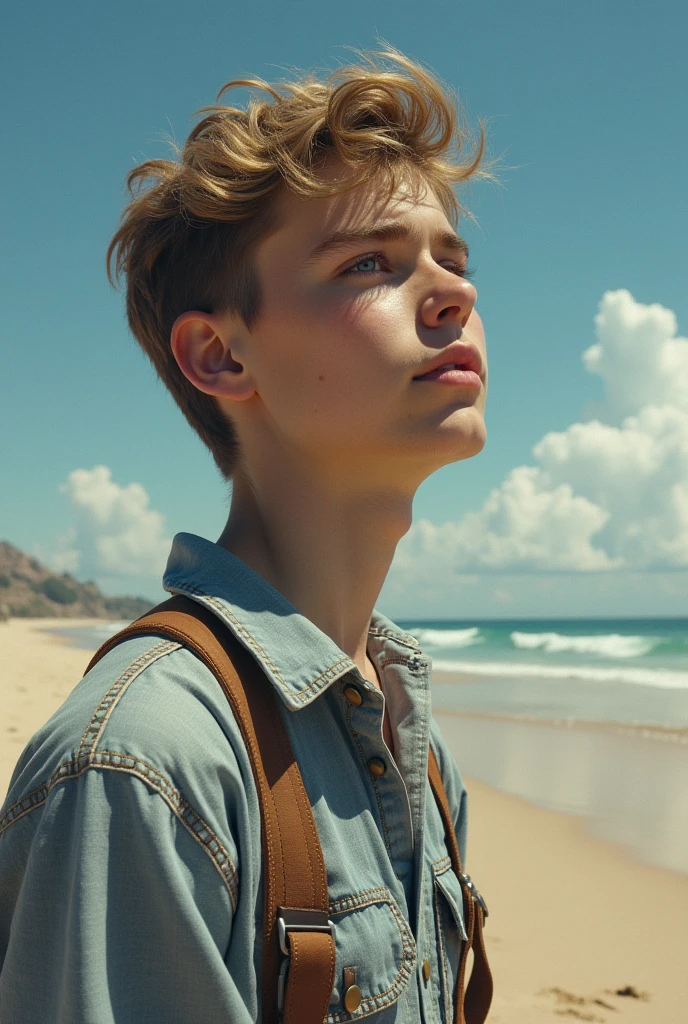 Sophia Lillis naked coming out of the water,bare chest, waves hitting your body, freckled face,whole body,lying in the sand, legs open, Closed mouth, front view, taking a selfie, wet, drops of water running down the face,short hair,wet hair ,,pink nipples, freckles on the chest,visible ribs, muscular ,Delgado, Skinny, hairy vagina ,