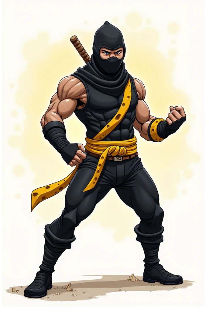 Khmer man, male, assassin, black ninja, black hijab, face covered, full body to toes and feet, dark brown tanned, street fighter, random boxing pose, long silver hair, wearing an all-black long ninja dress clothing covered from head to toes, a golden bracelet on the wrist, a golden bracelet on the ankles, (all white background),