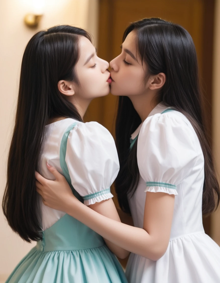 2 maid, kiss other
