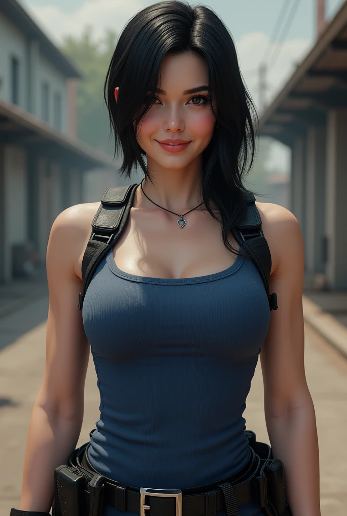 <lora:videl_v10:0.7>, (videl2:1.1), solo, blue eyes, black hair, short hair, black gloves, (bike_((shorts))), (bangs), (twintails), white ((shirt)), (badge), medium breasts, cowboy shot, smile, field, tree, skinny, fighting stance,