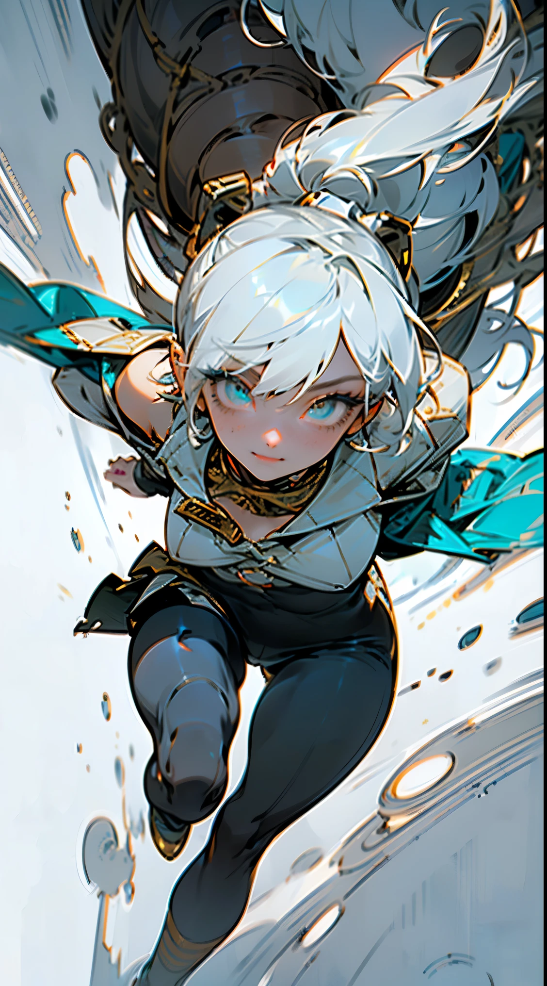 (geometric:1.1), ((1girl, amazing, cute girl，solo)), (Masterpiece, Best quality, Beautiful and aesthetic:1.2),((Ultra-high resolution, Golden ratio)), (Physically-based rendering), Sharp focus, (((high detail skin))), (Bright colors，illumination，Black over-the-knee stockings，mature，sexy for，cropped shoulders，skinny pants, open waist), Intricately detailed clothing, Delicate pupils, Danfeng Eye,((((detailed hair, long hair)))), Slender, (masterpiece side lighting),(The sheen),(beautiful hair, beautiful eyes,((extremely_Detailed_eyes_and_face)), (Dynamic configuration: 1.2), dynamic pose, (Photorealistic), Ultra-precise depiction, Ultra-detailed depiction, Perfect Anatomy, Eyeliner, nsfw, (cinematic lighting), detailed eyes, best quality, (intricate details), (illustration:1. 1), (beautiful face:1.2), superb, 8k wallpaper, extremely detailed, intricate, sharp eyes, choker, light smile, (symmetry eyes), (perfect symmetrical body), sports well, white jacket, short skirt.
