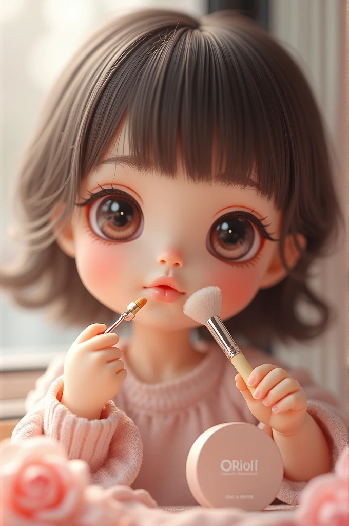 The Kissing doll is housed in a dome-shaped clear plastic case.。