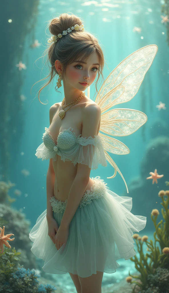 Fairy tale <lora:DetailedEyes_xl_V2:0.5> <lora:more_details:2.2> photorealistic image, highest quality, absurdres, extremely detailed, sharp focus, professional lighting, 8k wallpaper, (detailed skin and pores)
((a tiny little fairy) A nsfw (full body shot:1.5) photo of a very beautiful (naked) young 18 year old fairy, inside a fish tank, floating, flying, large fairy wings, ((wearing cute panties), blonde hair, ((small eyes)) pointy ears
<lora:NaturalBody:0.4> . Magical, fantastical, enchanting, storybook style, highly detailed